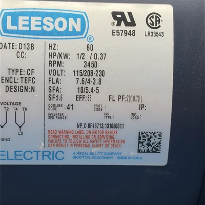 New | in-Stock Leeson Electric G182114FB5C Lighting Indiana US | J&J Industrial Supply #1412964