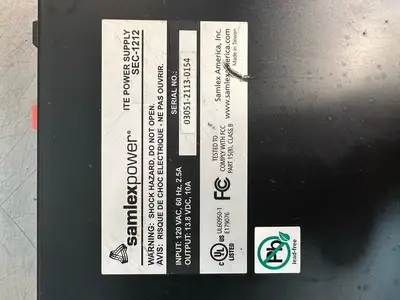 Samlex Power SEC-1212 ITE POWER SUPPLY DC 13.8VDC 10A (7.2.1)