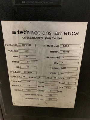 Used 2002 TECHNOTRANS EX3.0 Chillers Michigan US | iGAM Industrial Marketplace #1332336