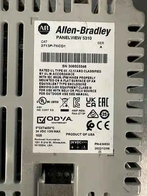 Allen Bradley 2713P-T6CD1 Ser A Panel View 5310 Operator Interface (4.4.2)