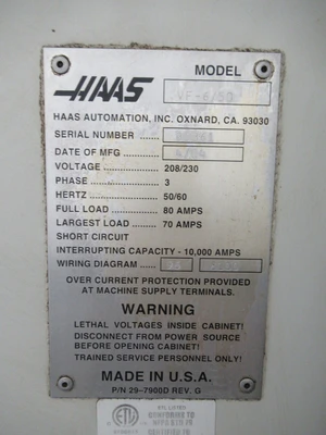 USED 2004 HAAS VF-6/50