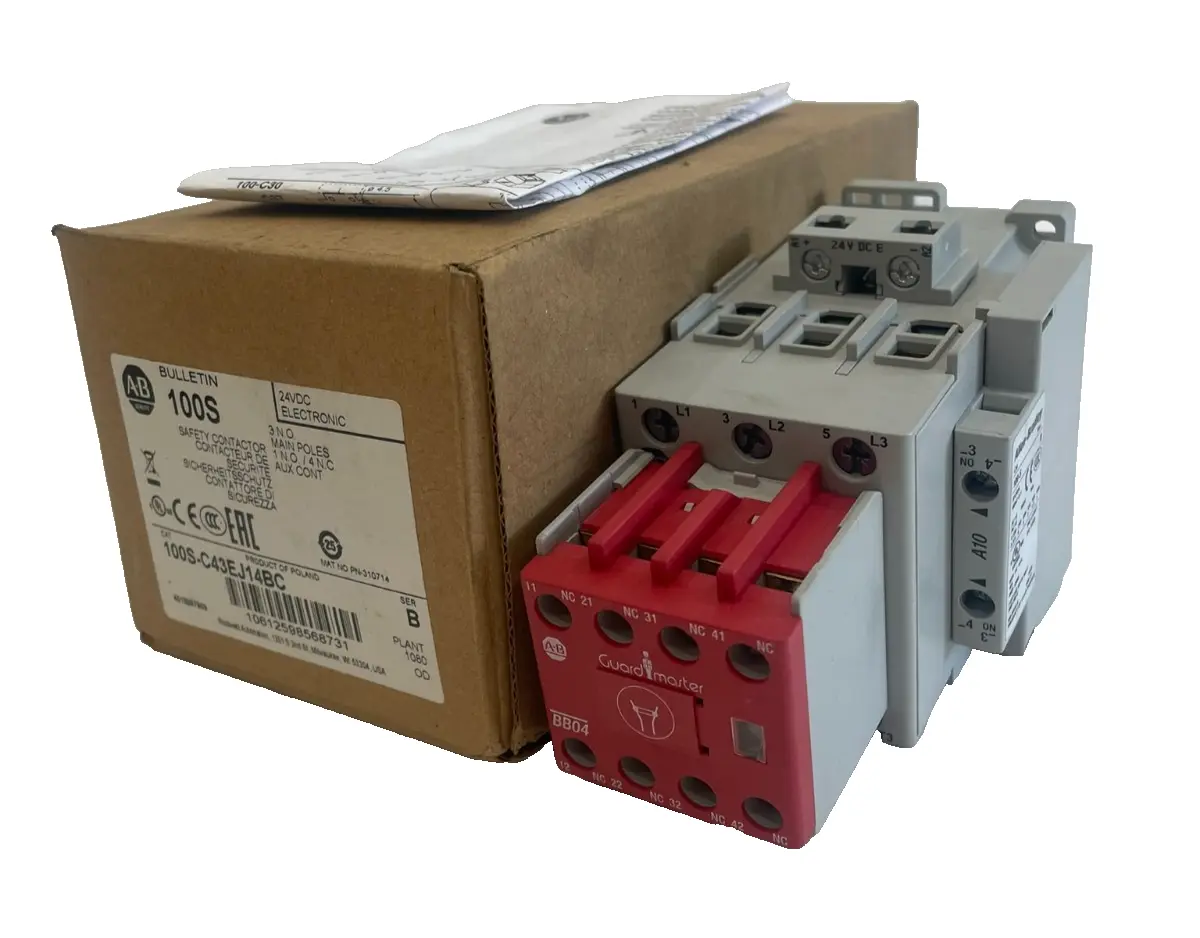 ALLEN BRADLEY 100S-C43EJ14BC SAFETY CONTACTOR SER. B 100SC43EJ14BC NEW, SURPLUS