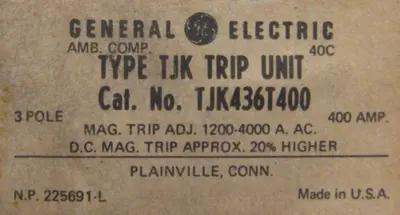 NEW GENERAL ELECTRIC TJK436T400 TRIP UNIT 400A