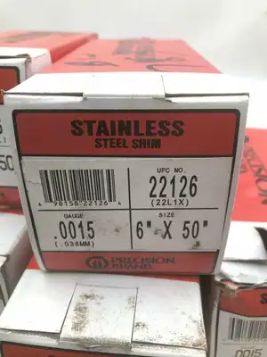 Precision Brand 22L1X 0.0015″ Stainless Steel Shim 6″ X 50″ -NIB Lot of 5