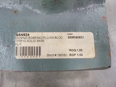 Split Pillow/ Plummer Block Bearing Housing SSN524, 4-7/16" Shaft Diameter
