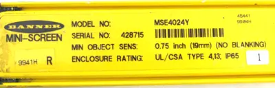 NEW BANNER MSE4024Y LIGHT CURTAIN EMITTER