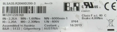 USED B&R 8LSA35.R2060D200-3 SERVO MOTOR 8LSA35R2060D2003
