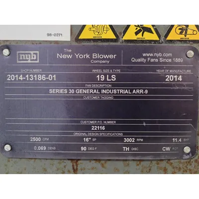 USED NEW YORK BLOWER 19 LS