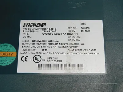 USED Reliance Electric GV3000E-AC039-AA-DBU-RFI AC Drive Damaged Terminal Block Used