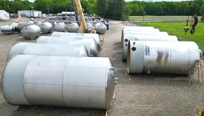 Tank, 15,000 Gallon, Vertical, 304L Stainless Steel, ASME, #5991729