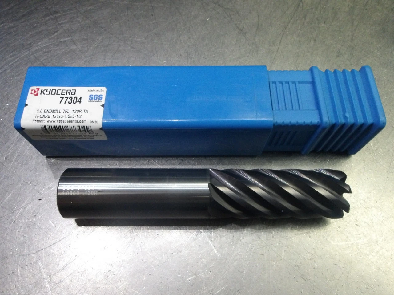 Kyocera/SGS 1" 7 Flute Carbide CR Endmill 1" Shank .12"R TA Coated 77304 (LOC2180)