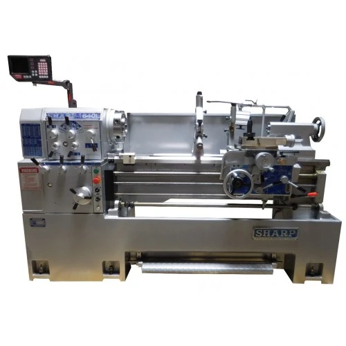 SHARP 1640LK ENGINE LATHE FULLY TOOLED WITH BISON 3-JAW CHUCK, STEADY REST, NEWALL DIGITAL READ OUT, DIGITAL VARIABLE SPEED, 3 1/16" SPINDLE BORE