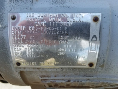 USED DURCO 2K6X4-130/122ARV