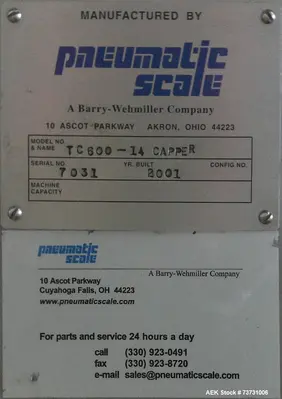 Used PNEUMATIC SCALE TC607 Cappers Chuck - Rotary Illinois US | Aaron Equipment #1515451
