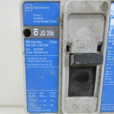 Cutler Hammer JD Frame 250 Amp Breaker