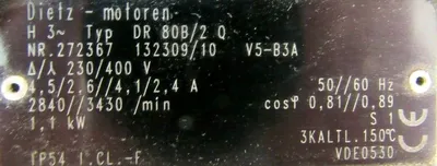 NEW DIETZ DR80B/2-Q MOTOR DR80B2Q