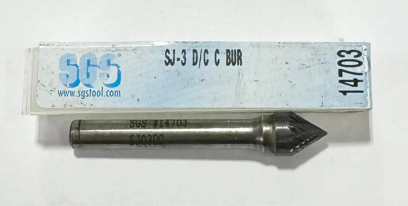 SGS SJ-3 3/8" Carbide Abrasive Burr Cone Shape 1/4" Shank USA Made