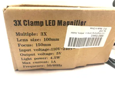 None | 3X Clamp LED Magnifier Lamp 100mm Lens Size 150mm Focus - New