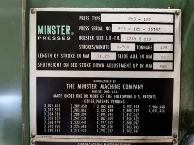 1984 MINSTER PM3-125-48 Presses, High Speed Production | PressTrader Limited (4)