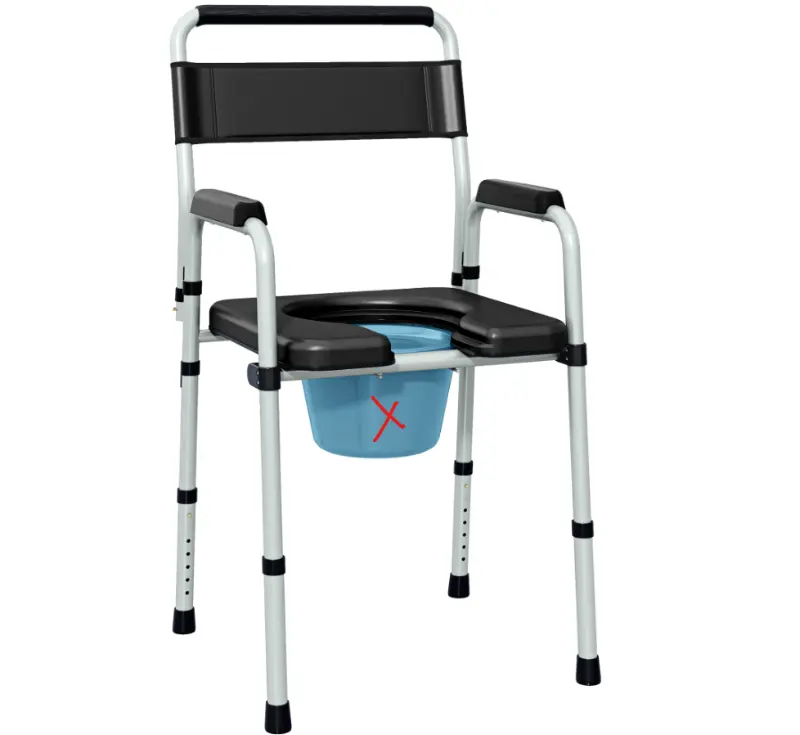 HOMCOM Bedside Commode Chair for Seniors, Adults, Handicap, Raised Toilet Seat with Arm, Adjustable Height, 331 lbs, Black (Missing Bucket)