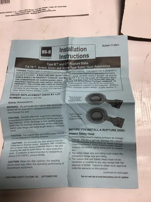 BS & B Safety Systems 6″ DV Rupture Disk 12080118-2