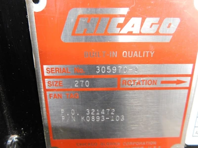 Used Chicago K0893-103 Blowers | Equipment Recovery Corp. #1329808