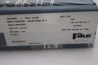 FIKE RUPTURE DISC POLY-SD DH 4” - NEW IN BOX - STOCK SGF140