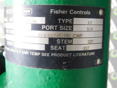Fisher Actuated Valve Assembly 1" Body Type F7 Port 3/4" CL300/740 PSI CWP Used