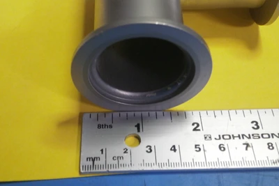 USED MKS/HPS 3 WAY STAINLESS STEEL FLANGE FITTING