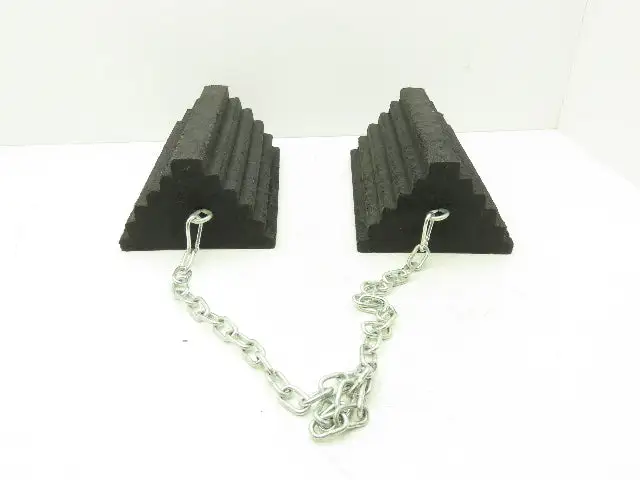 Checkers 471F58 Wheel Chocks Black Rubber 8x12x5" Max 55" Wheel 3' Chain Set
