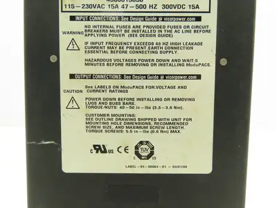 Vicor MX1-745363-2 PFC Megapac 300VDC Power Supply 115-230VAC 15A 47-500Hz
