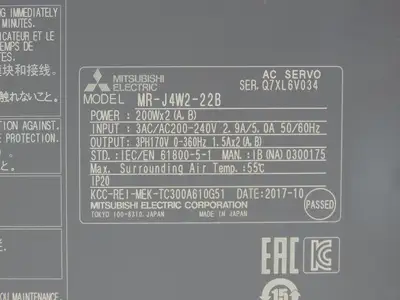 Mitsubishi MR-J4W2-22B AC Servo Drive 0.2kW 200-240V 3Ph MELSERVO J4