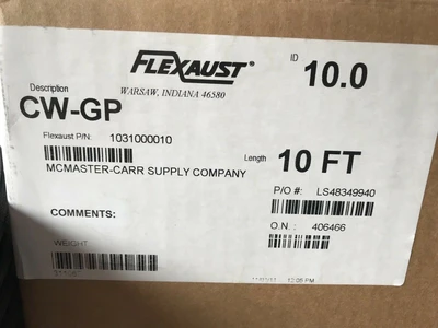 FEXAUST 10â X 10â HOSE, Model CW-GP