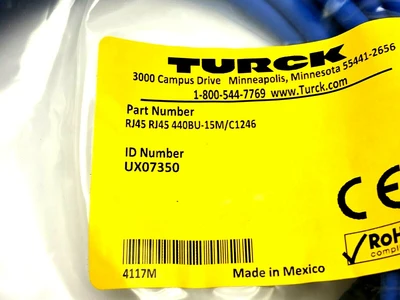NEW TURCK DOUBLE ENDED ETHERNET CORDSET UX07350