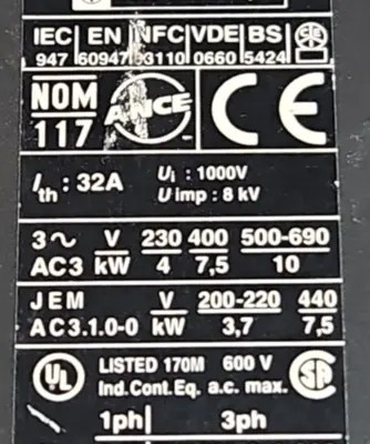 Telemecanique LP1 D1810 Contactor Loc4D43
