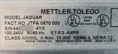 Mettler Toledo JTPA0670000 JAGUAR Scale Controller Interface Panel loc1C41