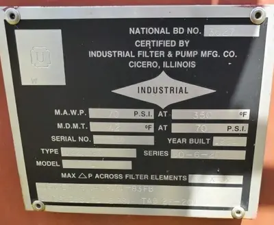 USED 1994 INDUSTRIAL FILTER 60-6-20