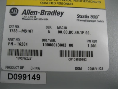 USED Allen-Bradley 1783-MS10T