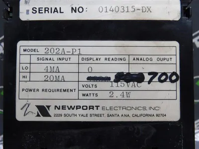 Newport Electronics 202A-P1 Digital Process Meter Missing Terminal Cover Used