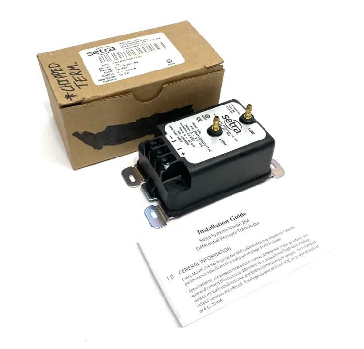 Used SETRA DIFFERENTIAL PRESSURE TRANSMITTER 0-2.5" WC RANGE Pressure Transmitters | Maverick Industrial Sales #1100916