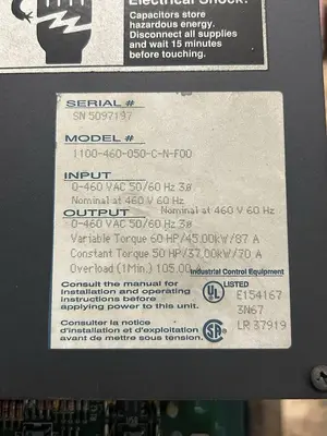 Used WESTINGHOUSE 1100-460-050-C-N-F00 Misc Electrical & Power Parts | Surplus Asset Holdings #1218773