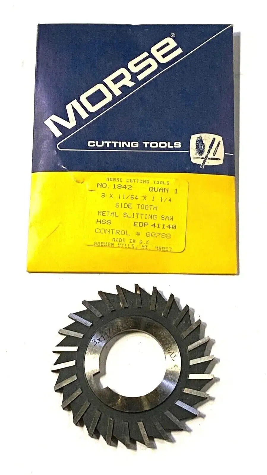 Morse 3" x 11/64" x 1-1/4" Metal Slitting Saw HSS Straight Tooth 41140