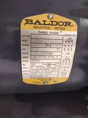 R6P355A | Gast Regenair  3PH, Baldor 37F444W436 4.5/5.5 HP 2850/3500 RPM Blower - For parts or not working