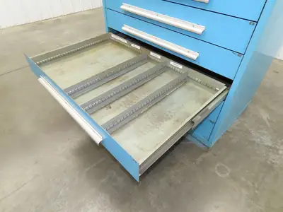 Nu-Era Modular Tool Storage Cabinet 10 Drawer 45x28x61" Blue Stanley Vidmar