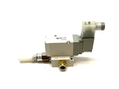 USED SMC SOLENOID VALVE, 3-PORT PILOT POPPET TYPE, 3/8" PORTS