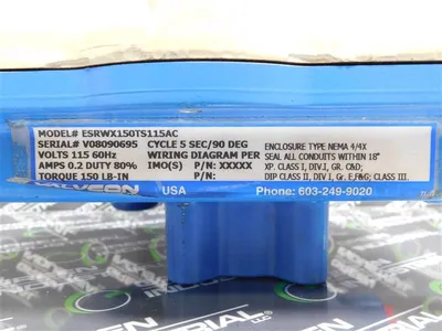 Valvcon ESRWX150TS115AC Electric Actuator Reversing Operation Duty 80% New