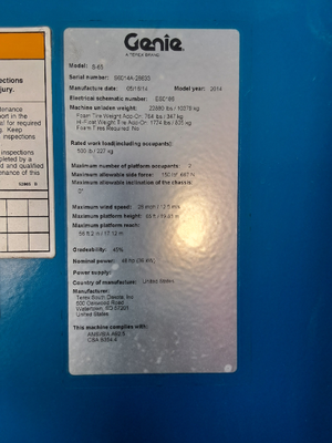 Used 2014 Genie S-65 Aerial Work Platforms Texas US | Stack Equipment #1271308