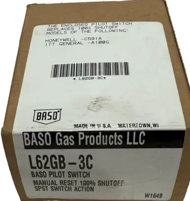 NEW BASO GAS PRODUCTS L62GB-3C PILOT SWITCH L62GB3C