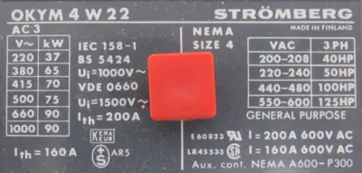 NEW ABB OKYM4W-22 CONTACTOR SIZE 4 OKYM4W22