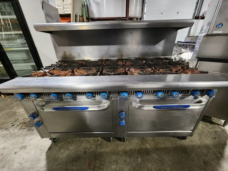 Used Imperial Used Imperial IHR-6 - x2 - 12-Burner Cooktop Range with Standard Oven, Natural Gas Commercial Ranges Illinois US | Falcon Restaurant Supply #1376668